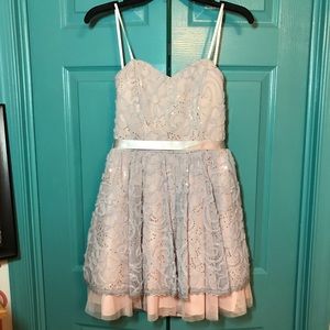 Formal dress -Gray lace /blush lining - juniors 7